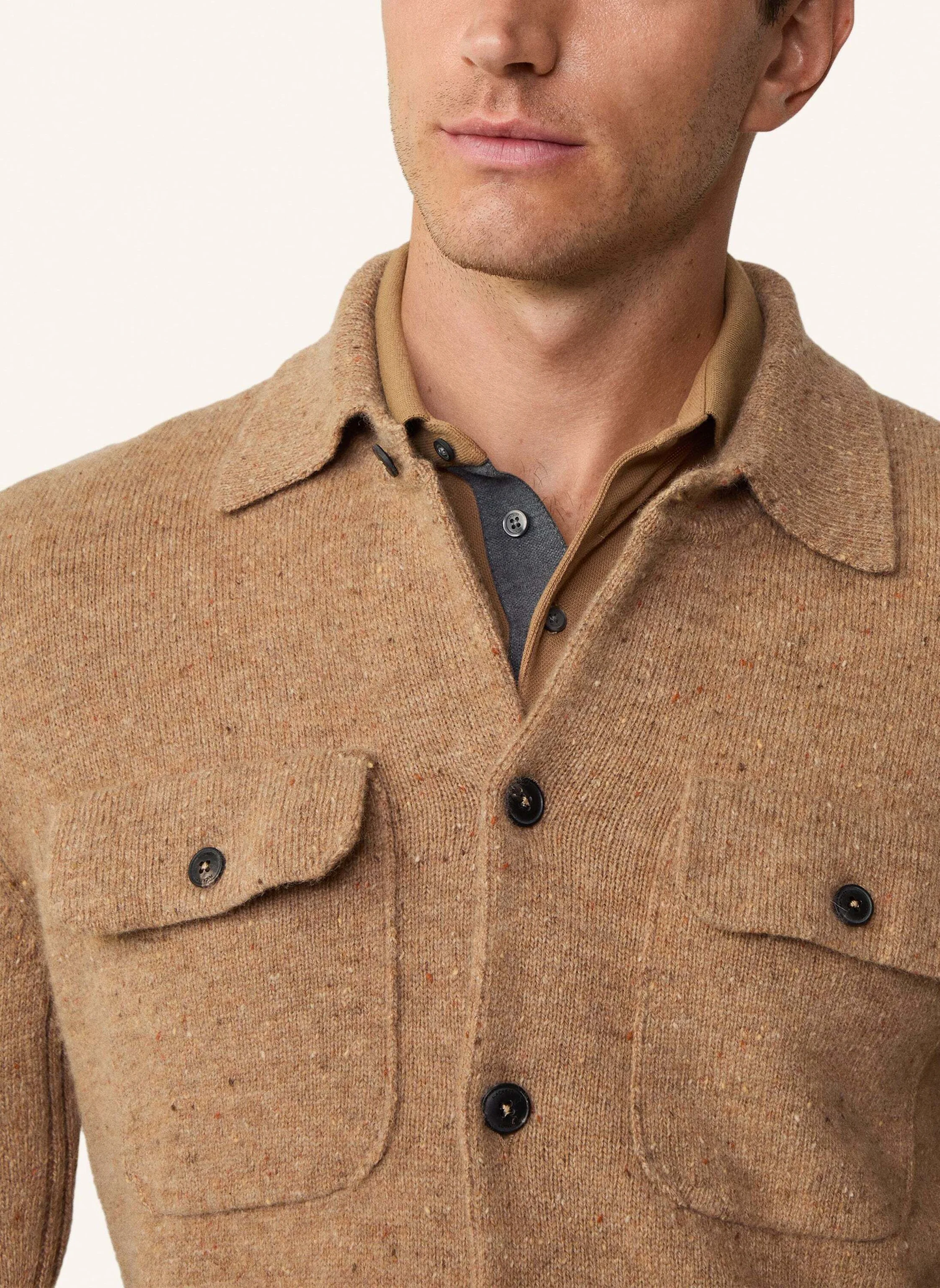 HACKETT LONDON Sweatjacke DONEGAL KNIT OVERSHIRT