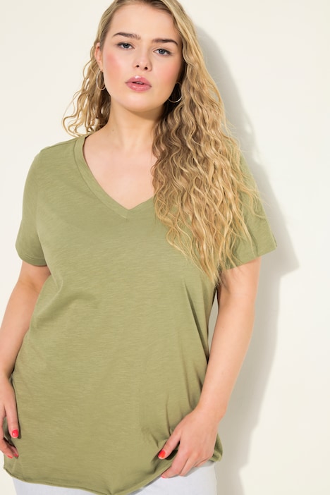 T-Shirt, Wide Classic Fit, V-Ausschnitt, Halbarm