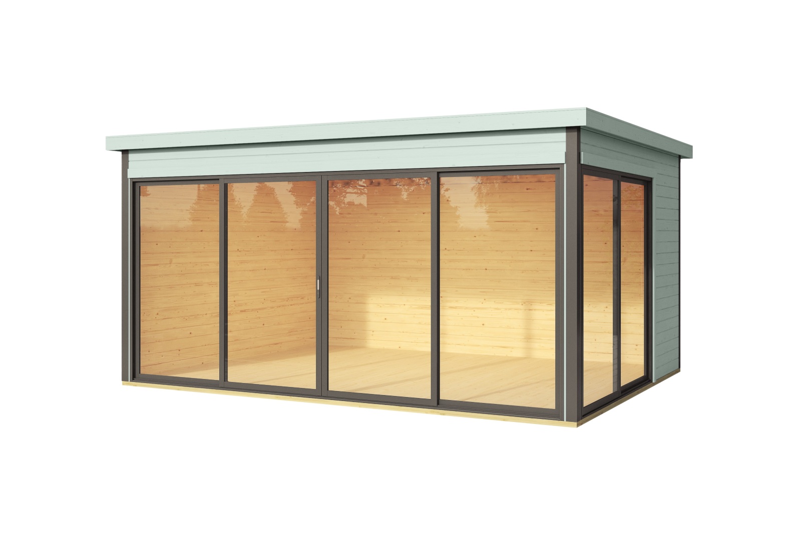 Gartenhaus DOMEO 4 - gletschergrün-anthrazit - Fichte massiv - 418x321,9 cm