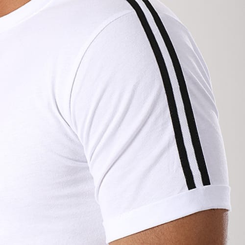 Tee Shirt Oversize Avec Bandes Noir Et Blanc 453 Blanc
