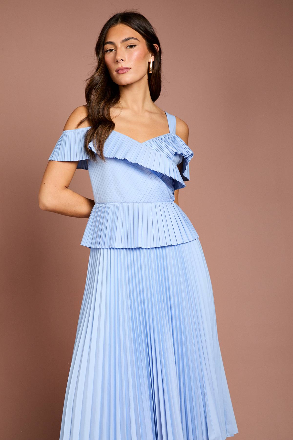 Coast Robe Midi Plissée À Bretelles
