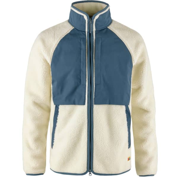 Veste polaire randonnée FJALLRAVEN VARDAG PILE JACKET M CHALK WHITE-INDIGO BLUE