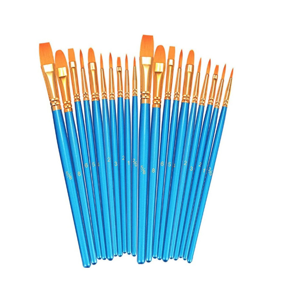 (20-tlg. Set) Künstler Pinsel Aquarell / Öl / Acryl Flachpinsel   Script Liner - Blau
