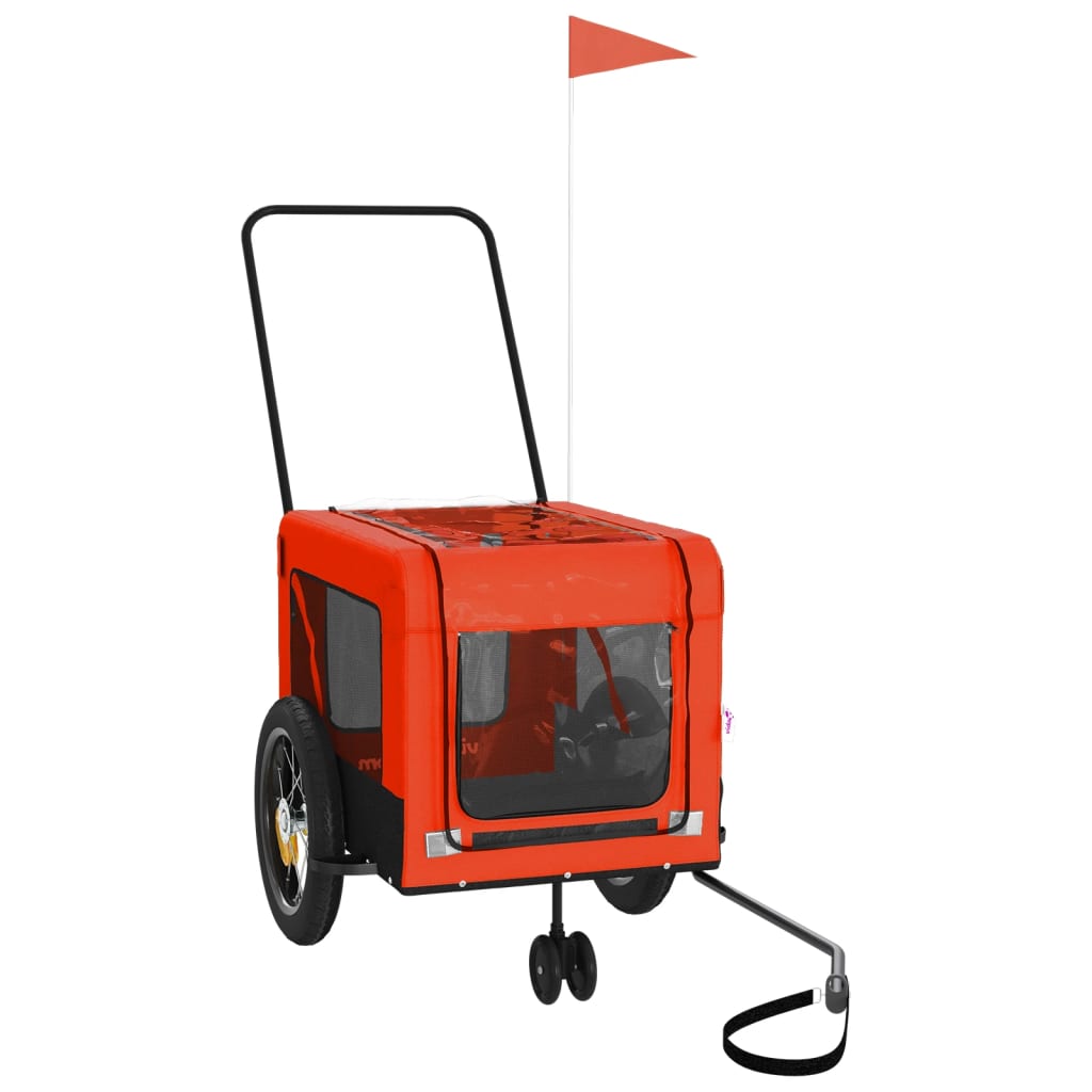 vidaXL Pet Bike Trailer Iron Oxford Cloth Orange Black