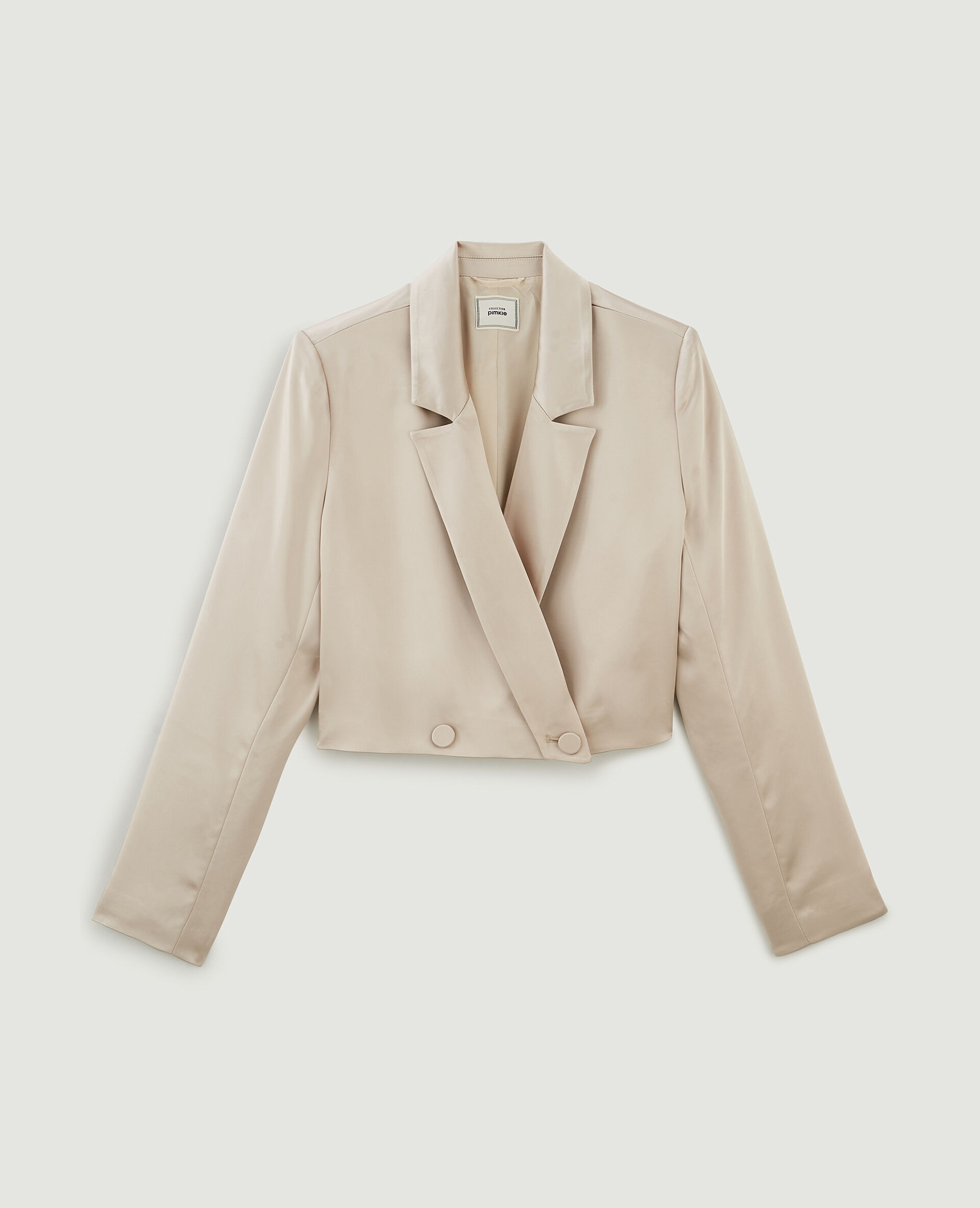 Veste blazer courte en satin - Écru