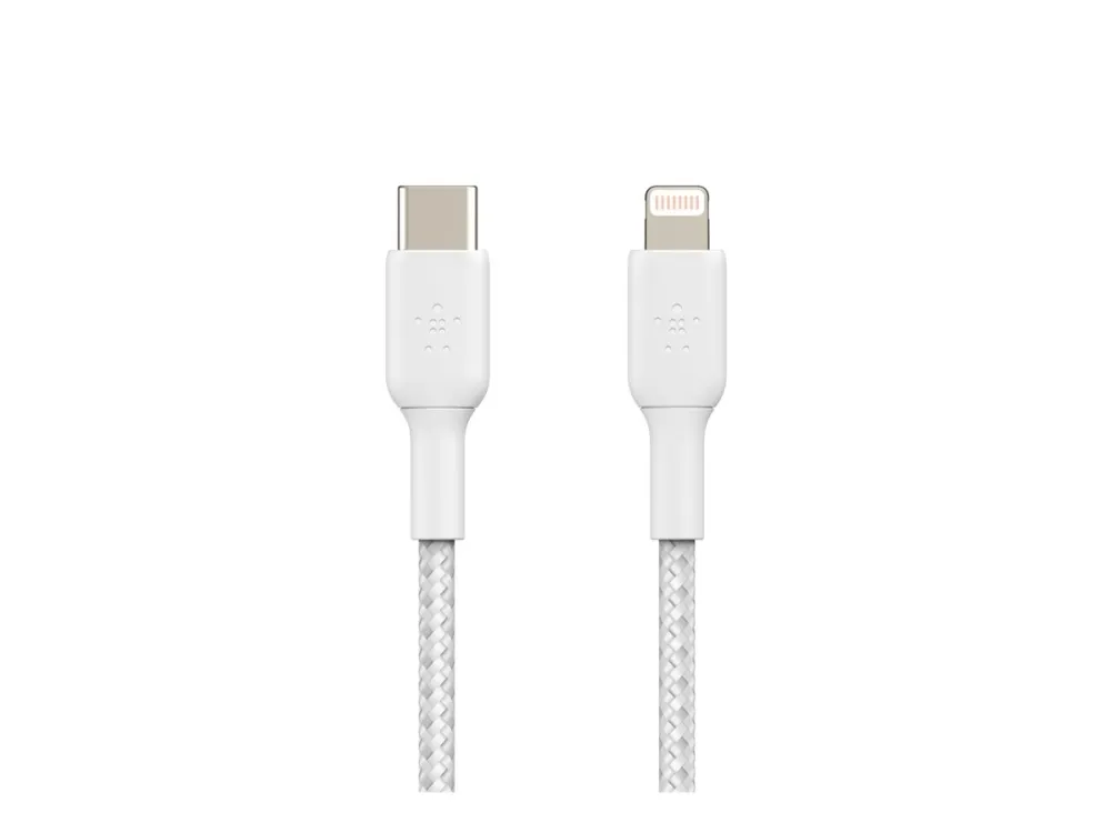 Belkin BoostCharge - Lightning-kabel - 24 pin USB-C han til Lightning han - 1 m - hvid - USB Power Delivery (18 W)