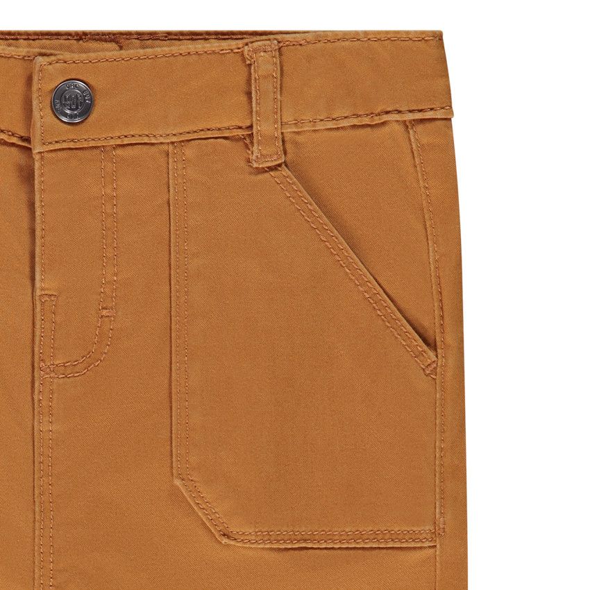 Pantalon uni en twill avec poches plaquées pour garçon - Moutarde
