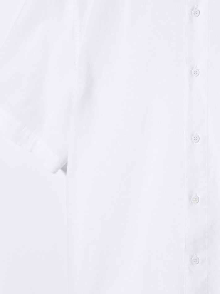 Camisa de manga curta em algodão e linho - Branca