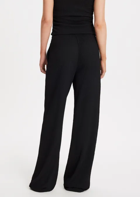 Rechte broek met structuur zwart (ZWART)