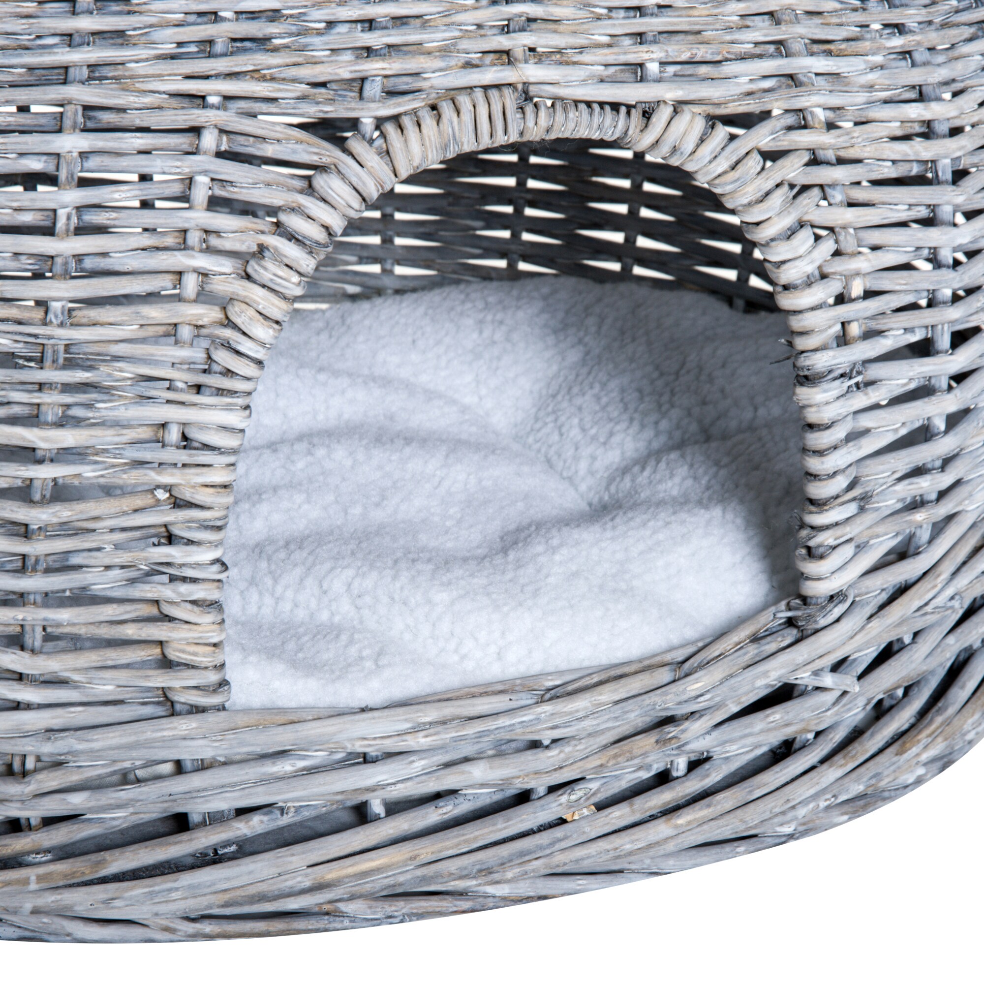 PawHut Katzenkorb mit 2 Kissen grau 56 x 37 x 40 cm (LxBxH)