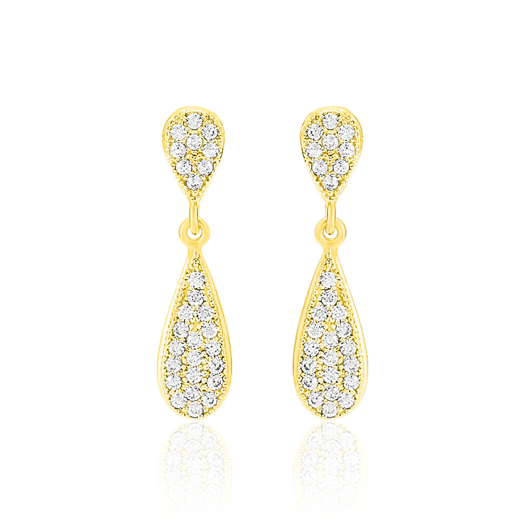 Boucles D'oreilles Pendantes Reiko Or Jaune Oxyde De Zirconium
