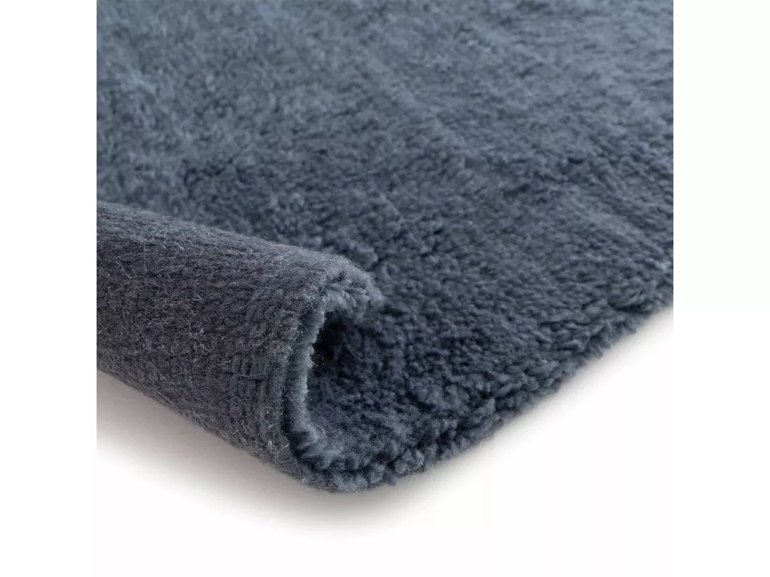 Tapis rectangulaire en laine à motif tissé main bleu 160 x 230 cm
