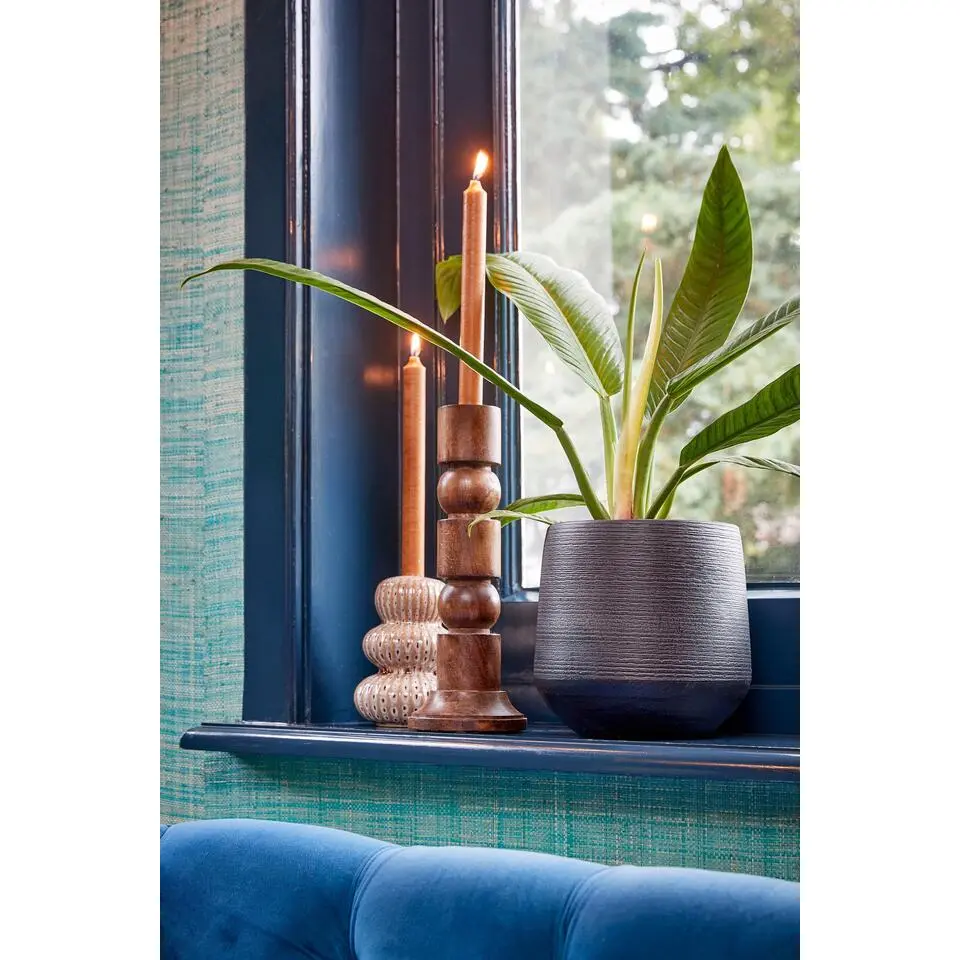 Mica Decorations Philo Kandelaar - H30 x Ø11 cm - Mangohout - Bruin