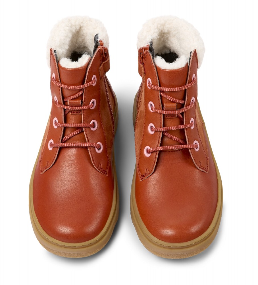 Botas de tornozelo Camper Kiddo em couro vermelho
