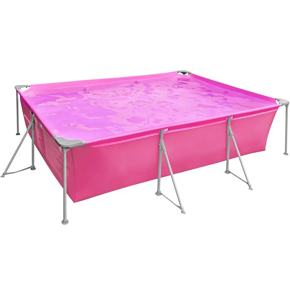 tectake Zwembad rechthoekig met filterpomp 300 x 207 x 70 cm, Pink