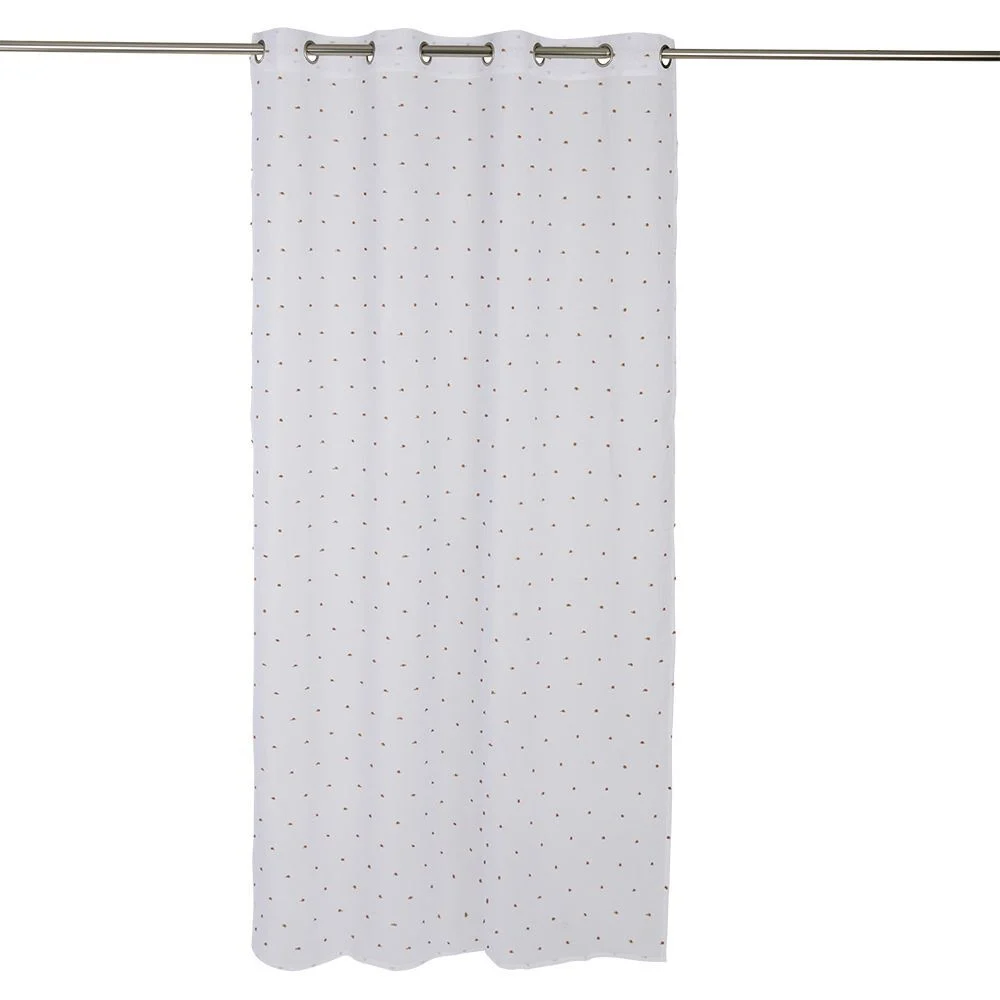 Voilage polyester à pompon 140x240cm blanc et orange
