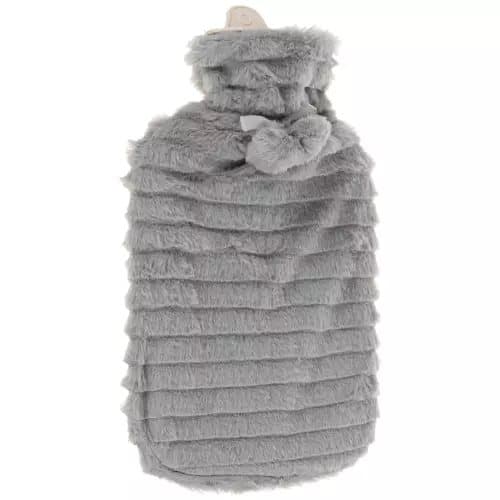 2L varmeflaske med fluffy etui | Stor varmtvannsflaske med plysjtrekk