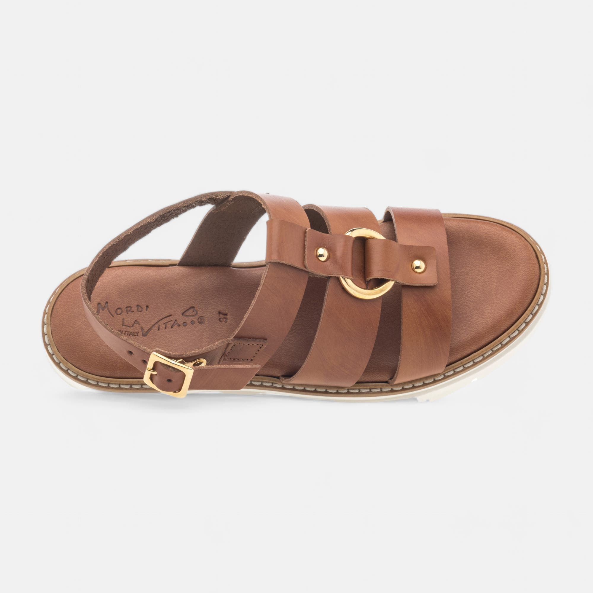 Sandales Femme en cuir cognac
