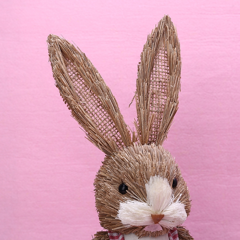 (32x13cm) Stroh Hase Oster Dekoration Osterhase mit Karotte