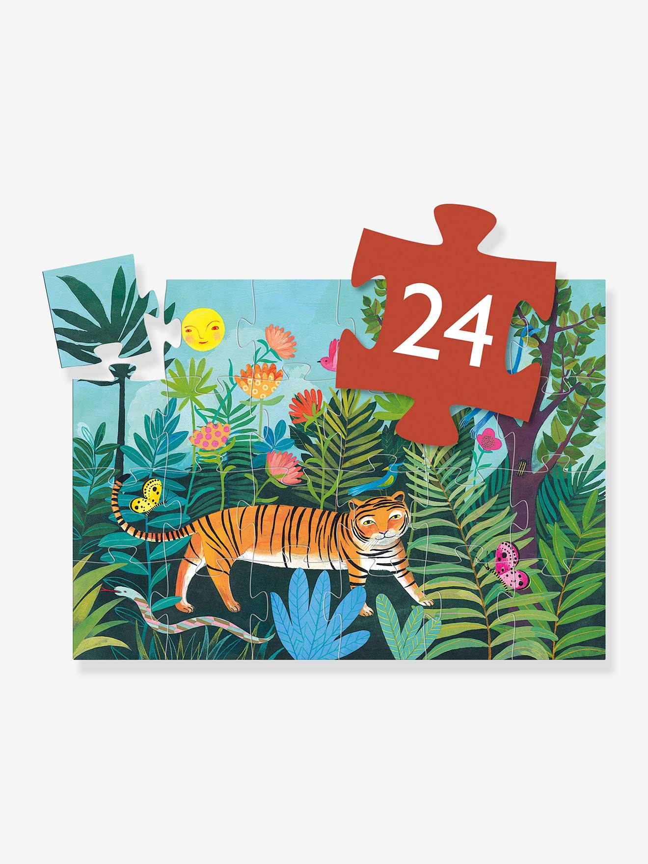 Quebra-cabeça de 24 peças The Tiger's Walk DJECO laranja