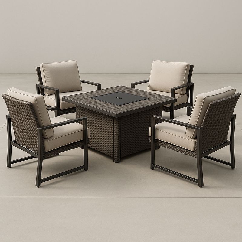 Gartenmöbel-Set quadratisch Aluminium mit Kissen Beige