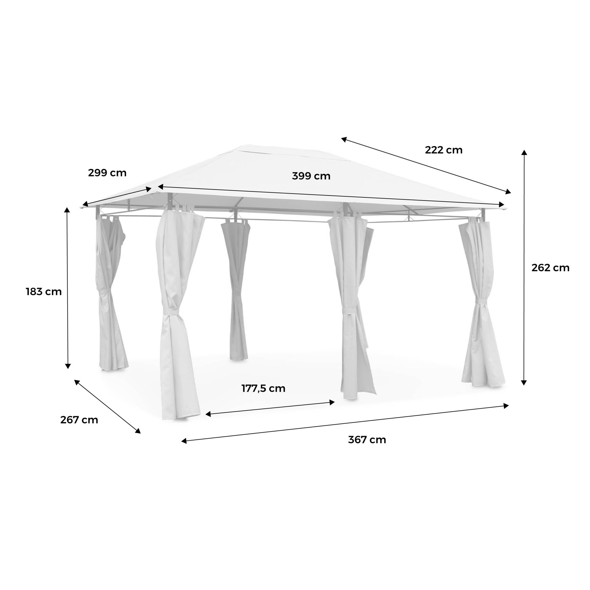 Toile de toit beige pour tonnelle 3x4m divio - toile de rechange pergola. Toile de remplacement
