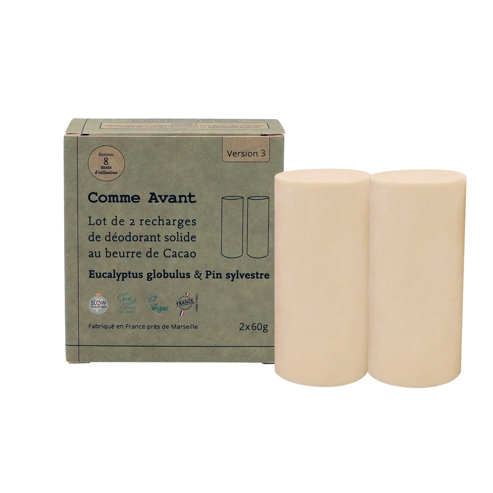 Déodorant solide eucalyptus & pin sylvestre - Version 3 - 1 déodorant - 60g
