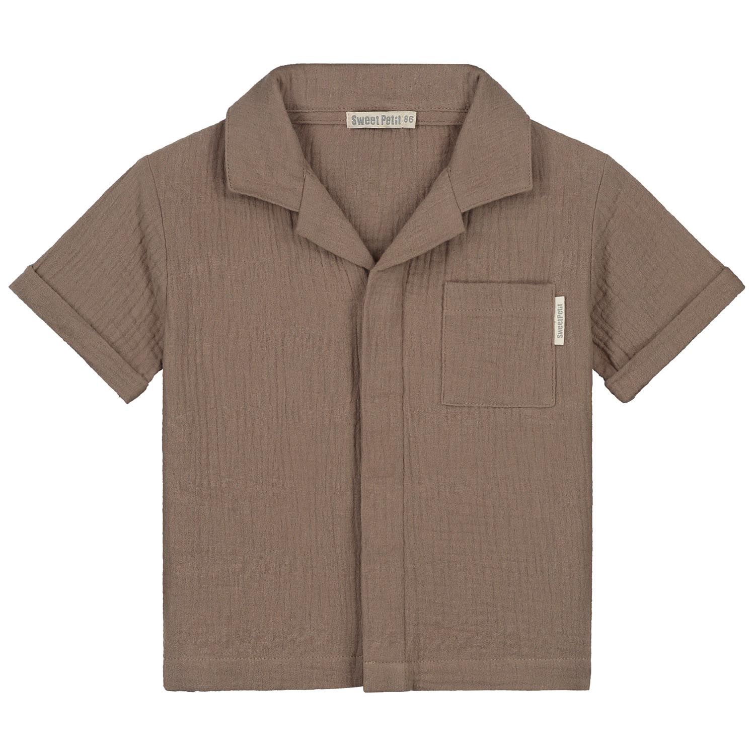Sweet Petit baby blouse Evan korte mouwen effen taupe