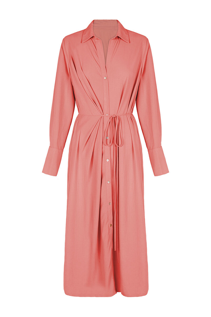 Vestido midi cruzado - Coral