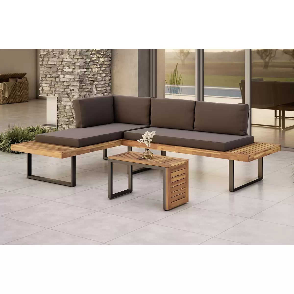 Beldano Loungegarnitur Salerno 3-teilig Schwarz