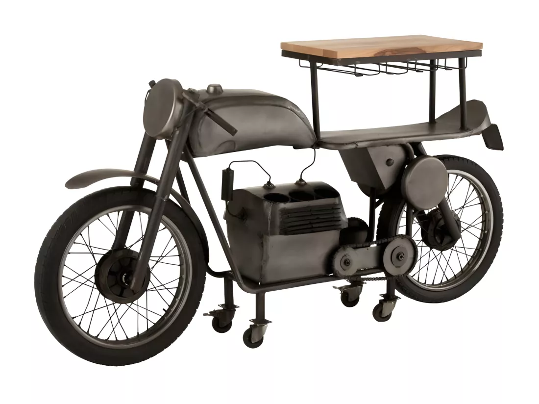 Bar motocyclette métal noir Vian L 200cm