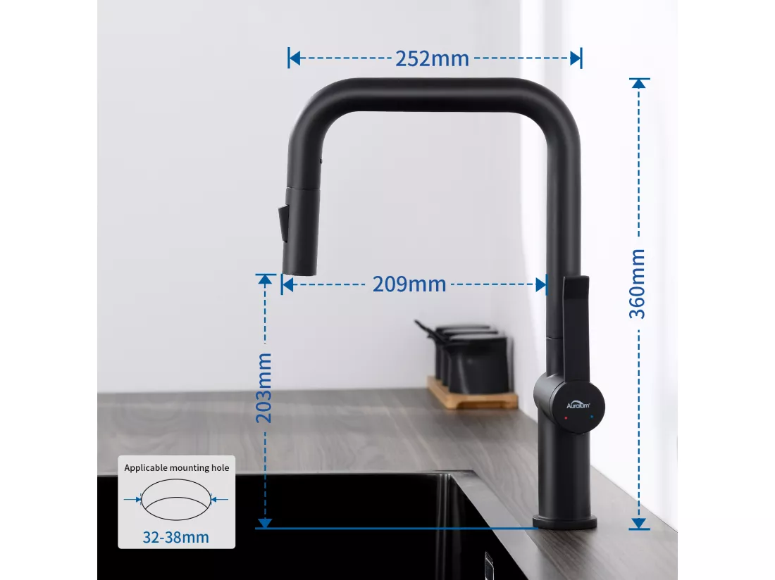 Robinet Cuisine Douchette,Mitigeur Cuisine avec Douchette Extractible,Robinetterie de Cuisine 2 Jets,Rotatif à 360°,2 Modes de Pulvérisation
