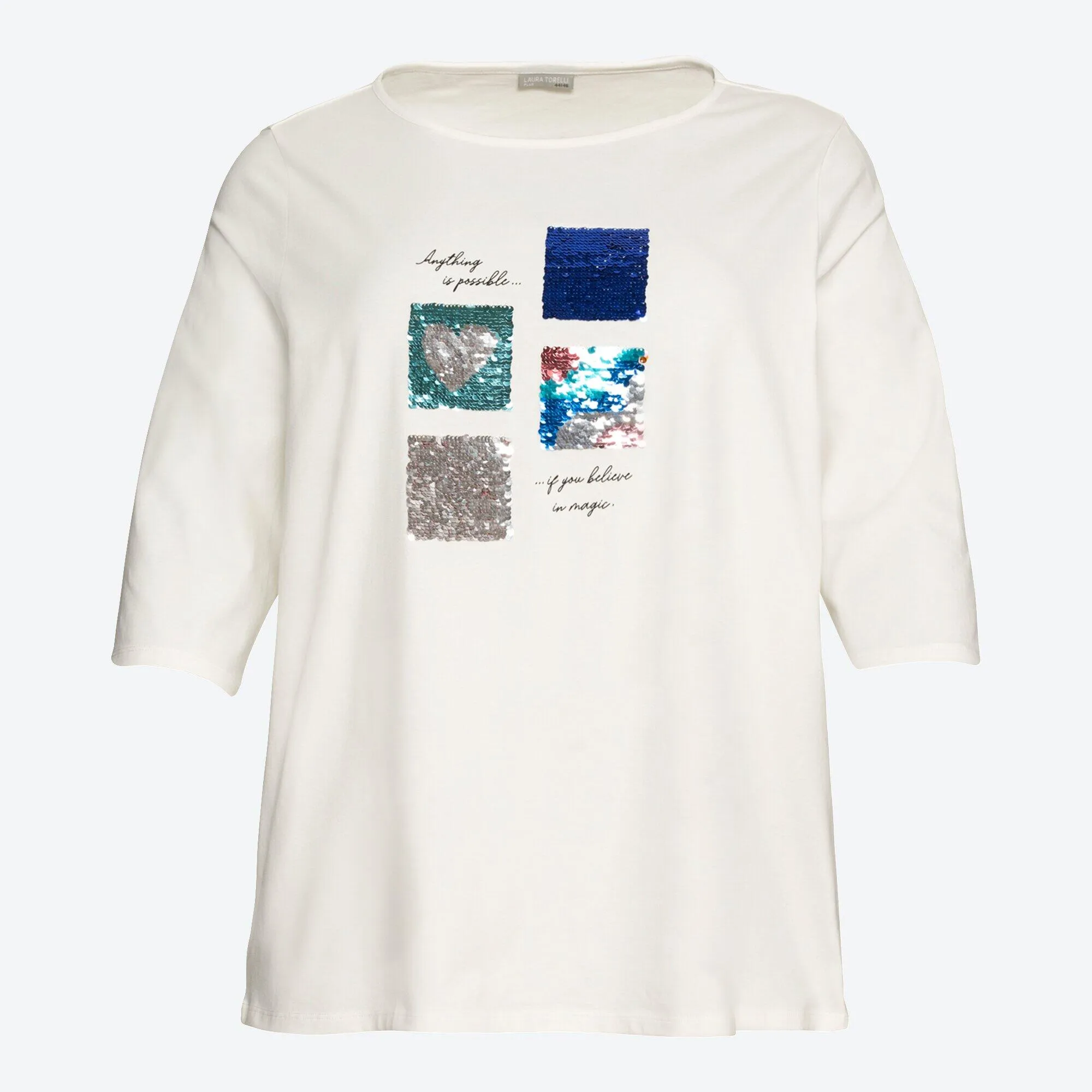 Damen-Shirt mit Wendepailletten, große Größen