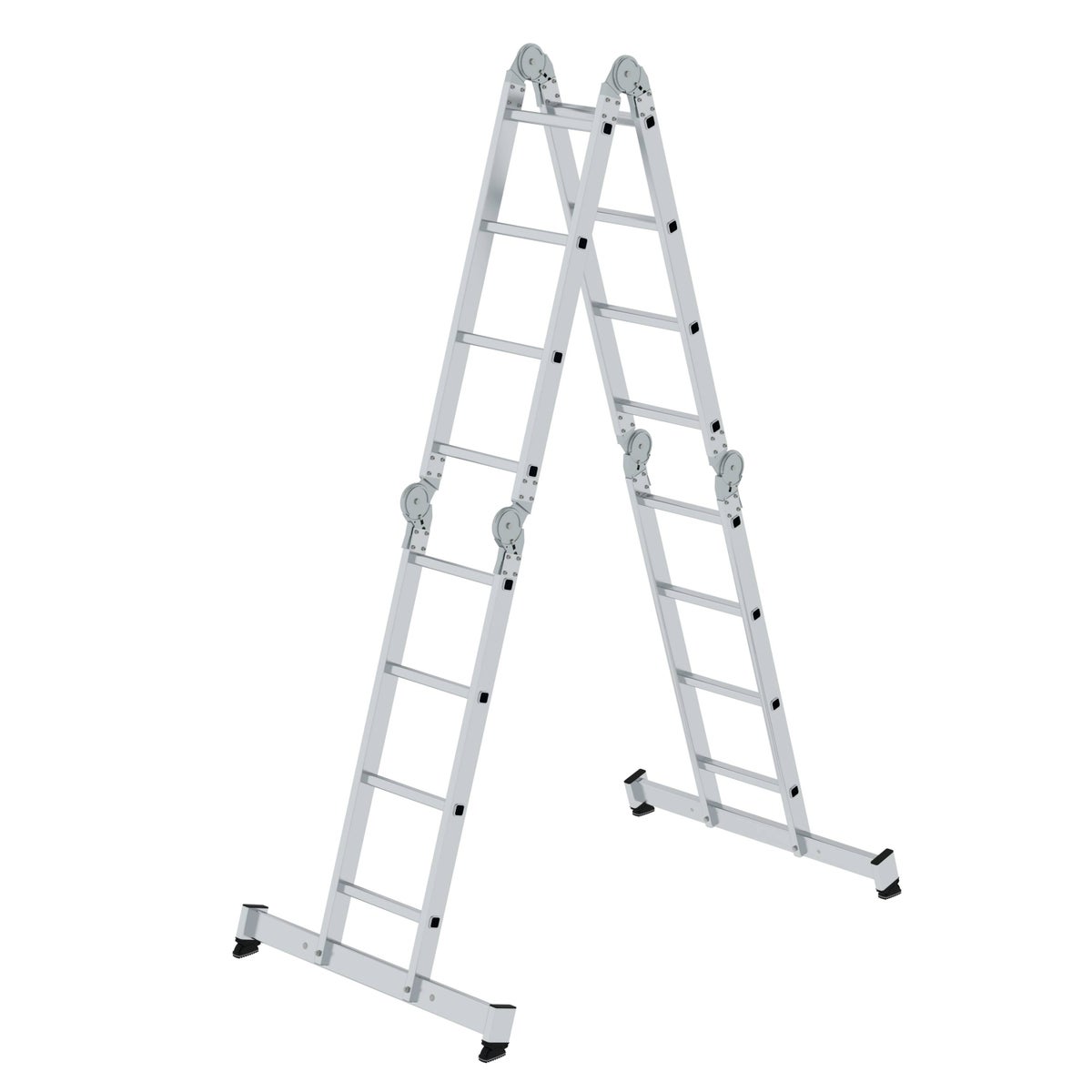 PROREGAL Multifunctionele ladder, 4-delig met dwarsbalk, 4 x 4 sporten