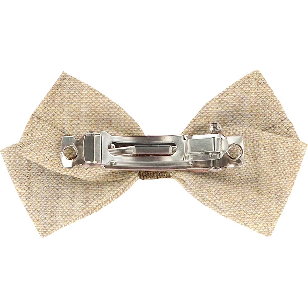 Petite Barrette Double Noeud Croisé Lin Pailleté