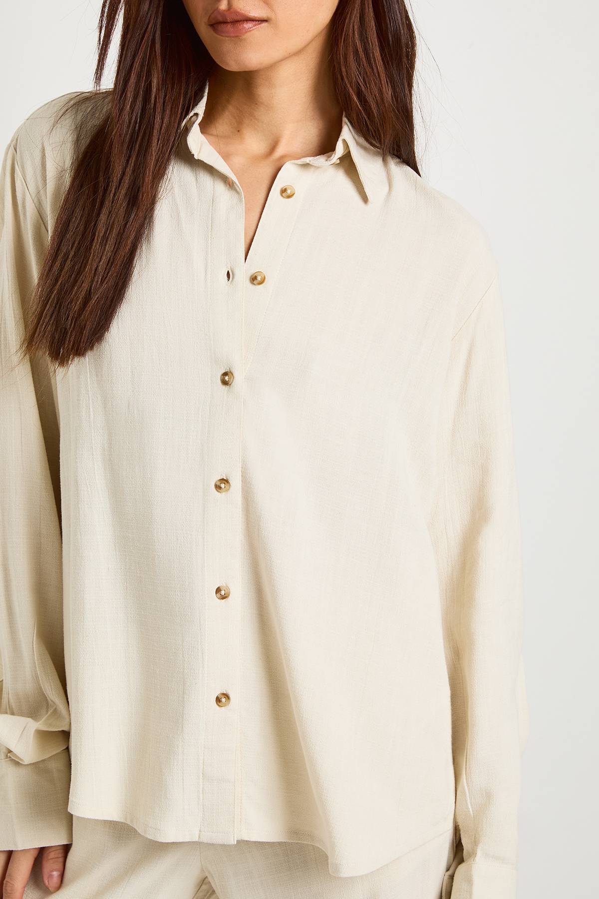 boohoo Chemise Oversize Grande Taille En Lin Premium