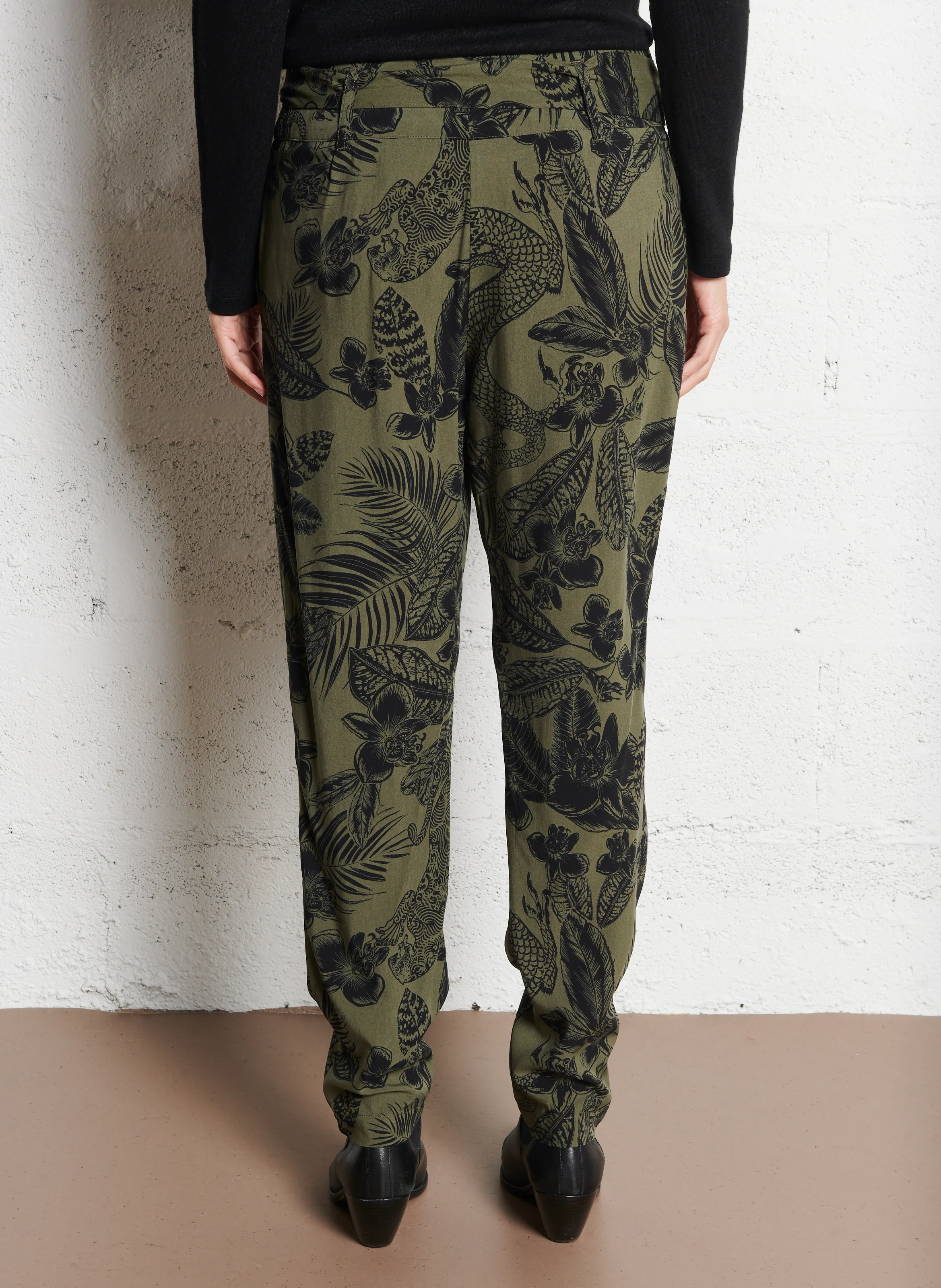 Pantalon droit imprimé | Kaki