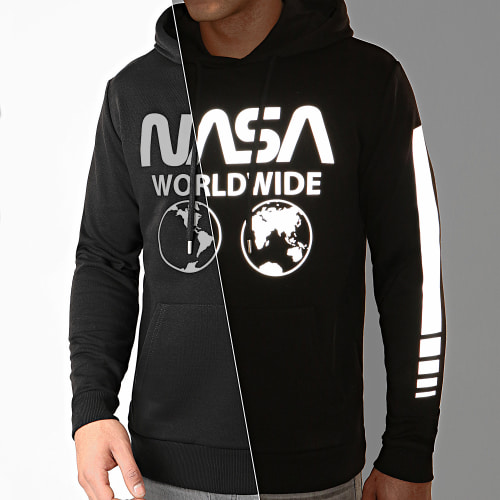 Sweat Capuche Worldwide Reflective Noir