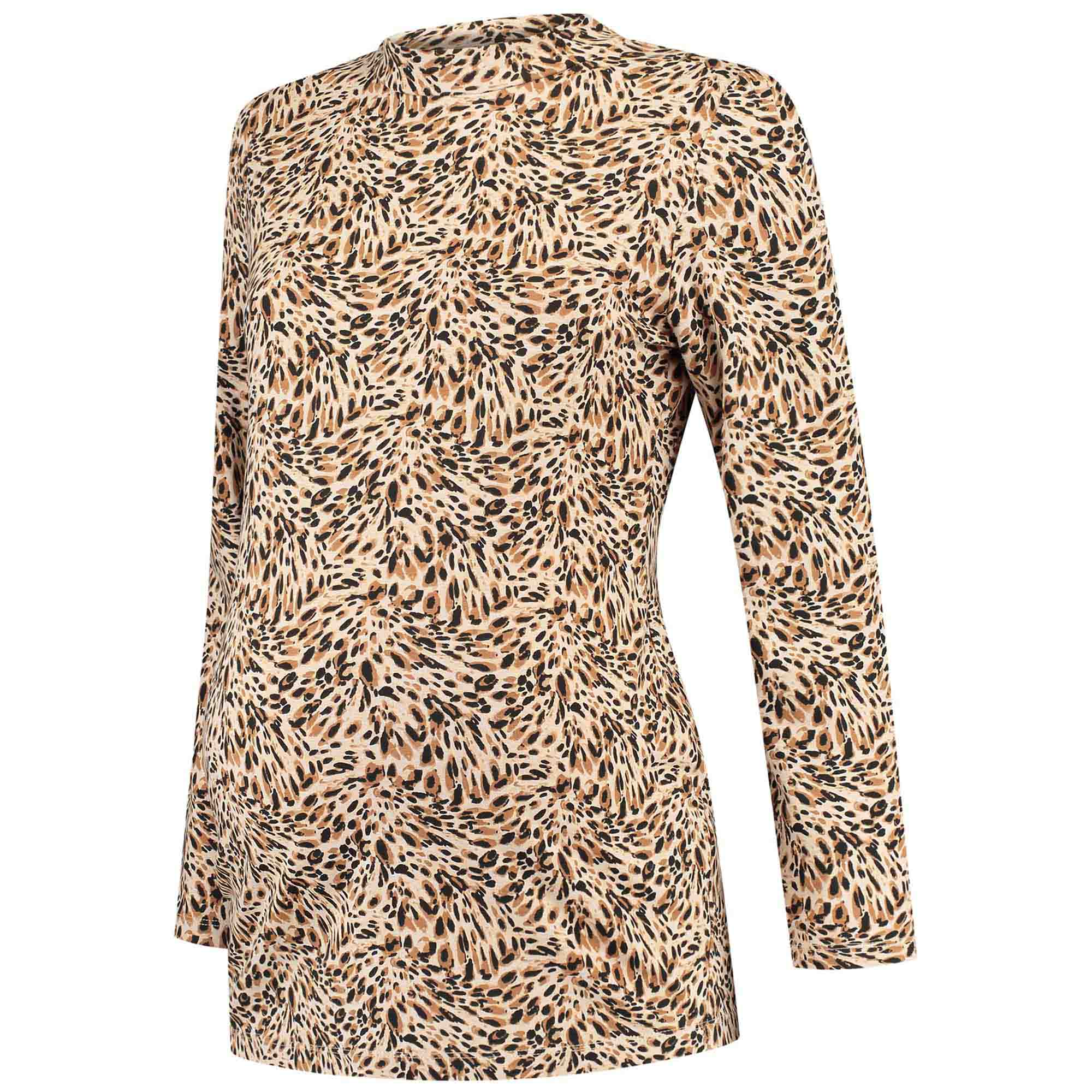 Prénatal zwangerschaps T-shirt lange mouwen dierenprint beige