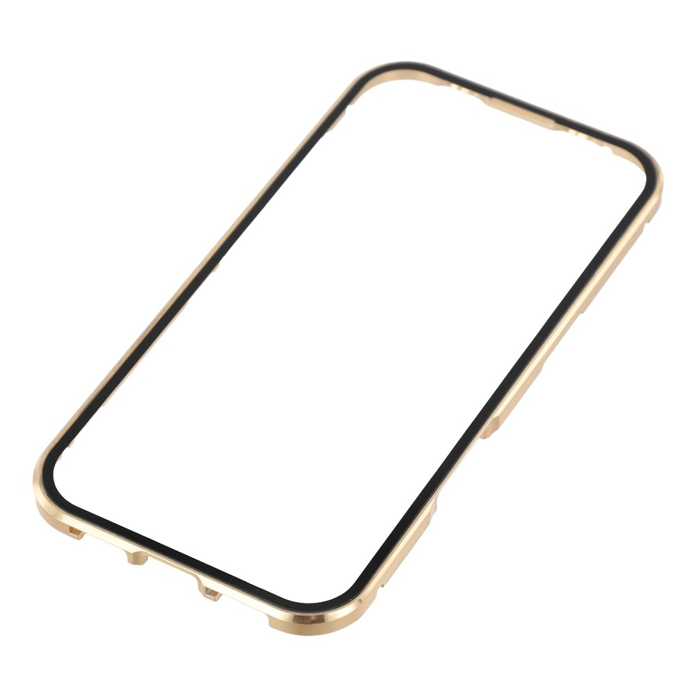 iPhone 17 Pro Max Magnetische Alu Schutzhülle mit Panzer Glas Backcover   Displayschutz (Magnet-Technologie) - Gold