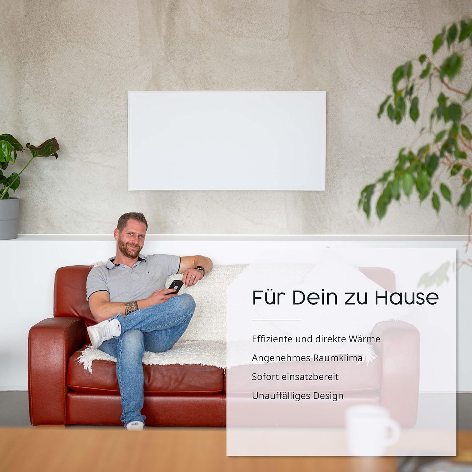 Könighaus Infrarot Wandheizung - 1200 Watt inkl. Smart Thermostat - Infrarotheizung mit TÜV SÜD & 5 Jahren Garantie - Doppelter Überhitzungsschutz - Heizt Räume von bis zu 29 m² - Sofort einsatzbereit