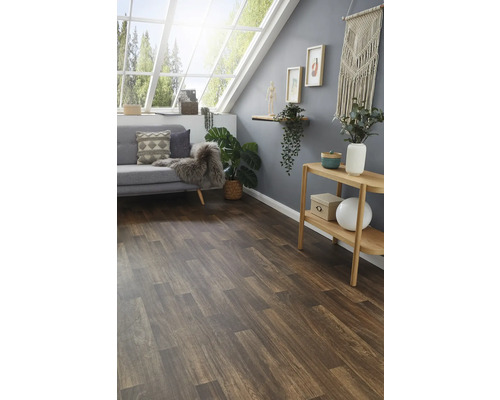 Maxima PVC vloer, strokenparketlook, donkerbruin, 369M, 200 cm breed (per meter verkocht)