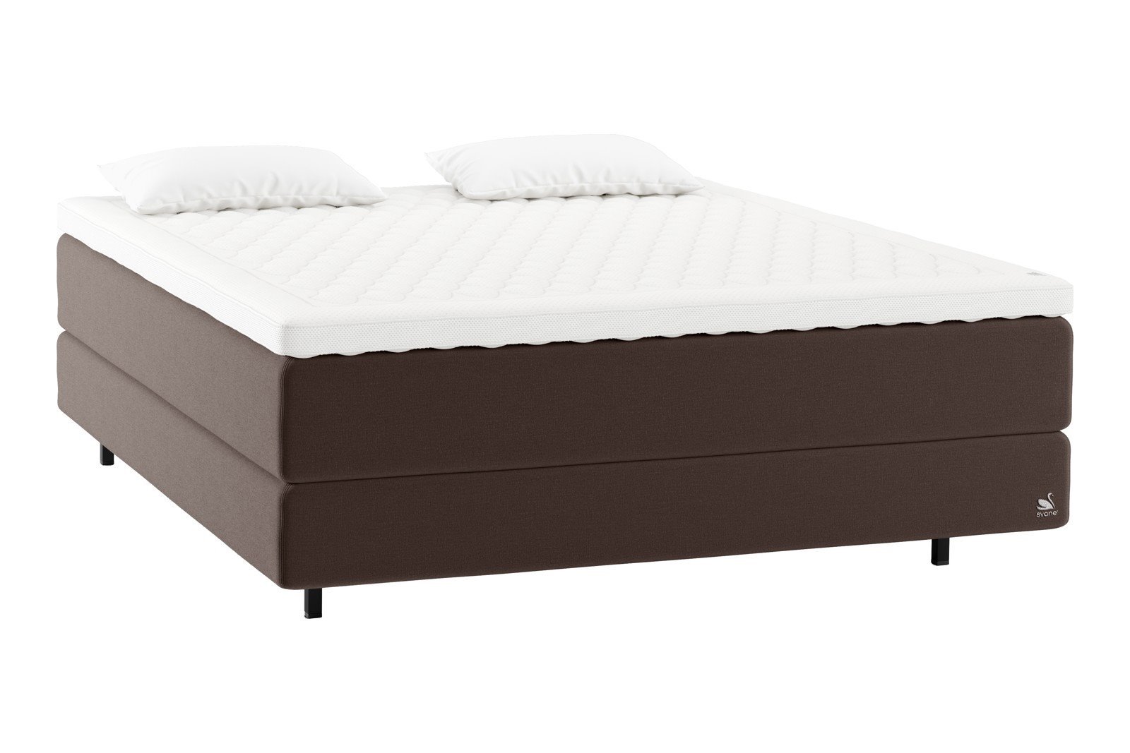 IntelliGel Zilva Kontinental 180x210 cm Tekstil Moment Mocca, Ocean LatexGel® overmadrass og sorte floating ben 14 cm, gavl selges separate.