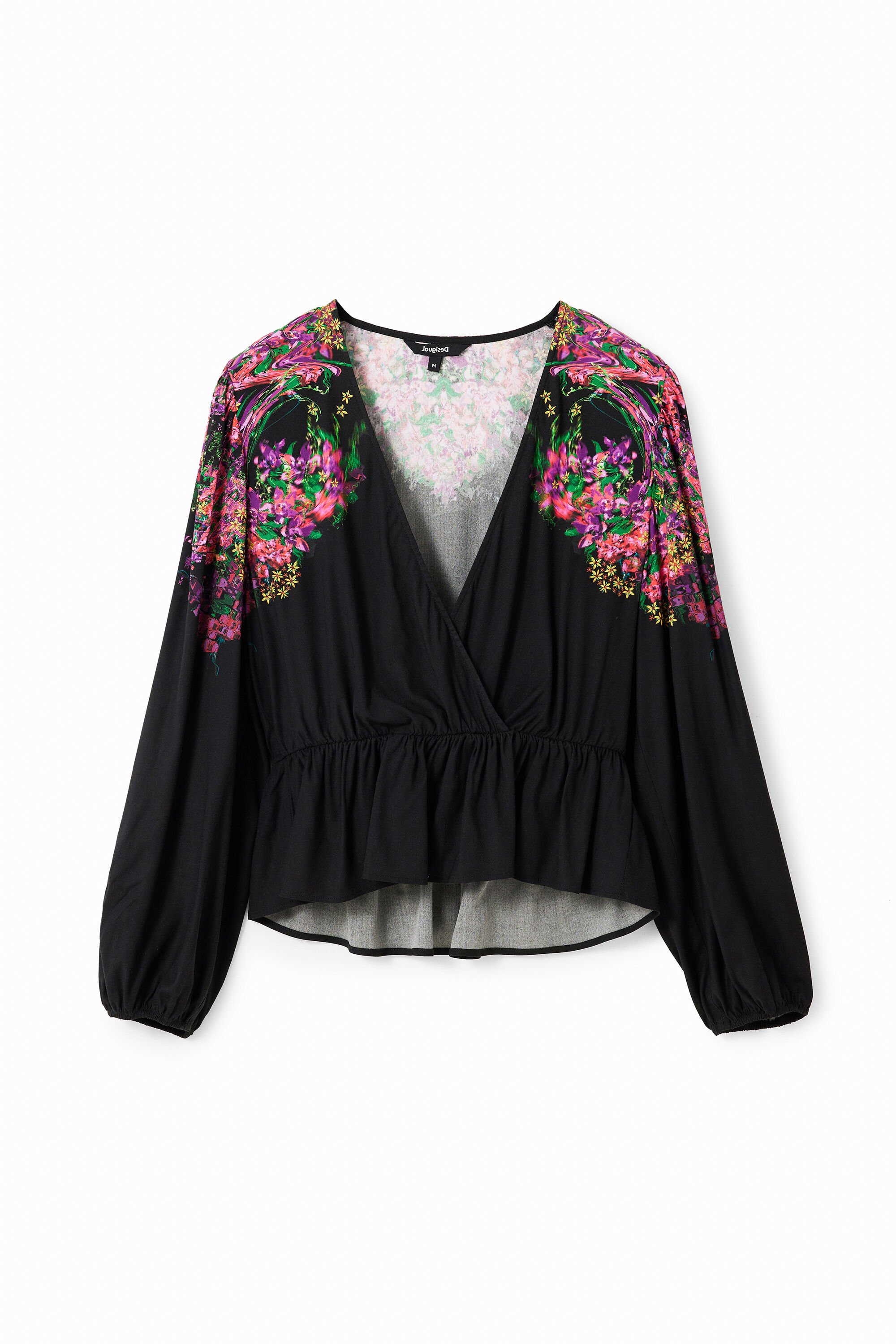 Blouse croisée fleurie numérique