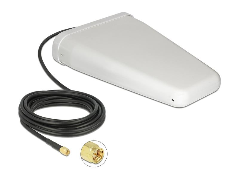 Delock LTE-Antenne 7-9 dbi, Outdoor SMA 9 dBi Sektor Delock LTE Antenne SMA Stecker 7 - 9 dBi direktional mit Anschlusskabel (RG-58, 5 m) weiss outdoor