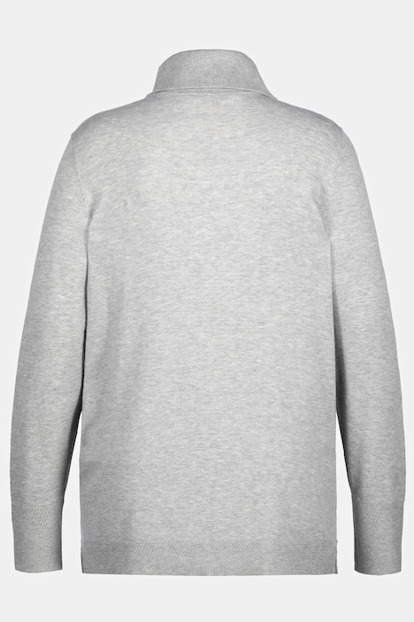 Rollkragenpullover, breite Rippbündchen, Langarm