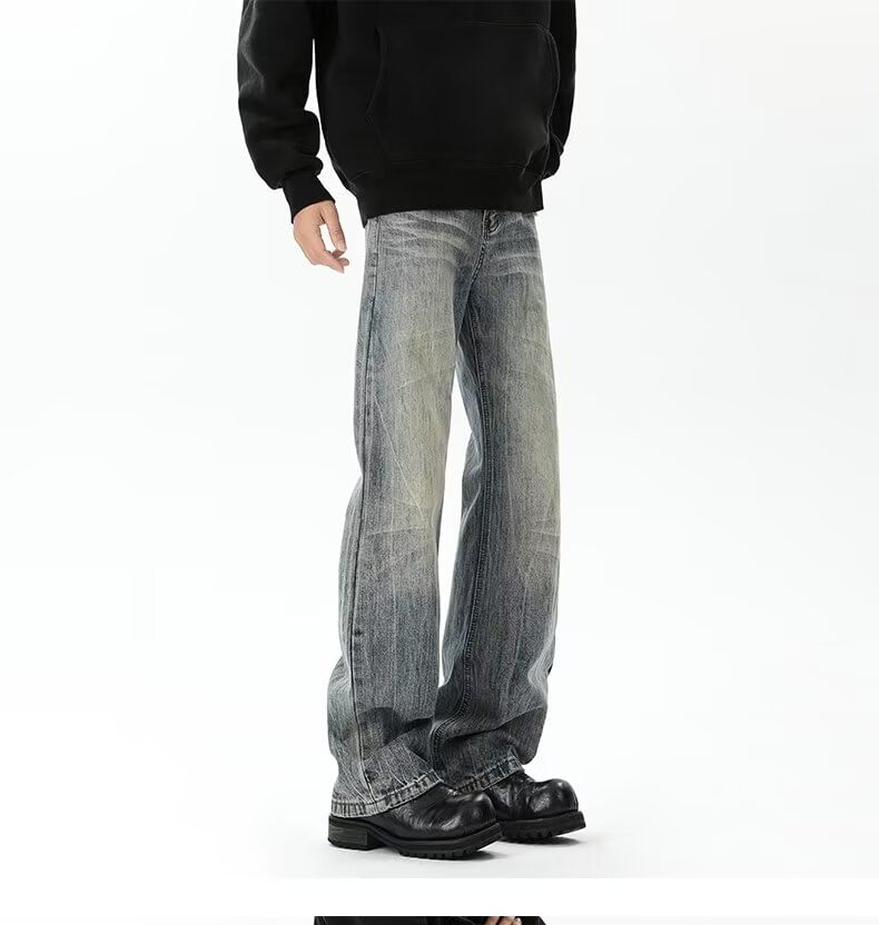 Mimiyox - Mid Rise Washed Flared Jeans