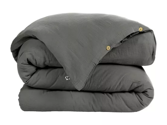 OUREA - Housse de Couette 140x200cm Gaze de Coton Granit