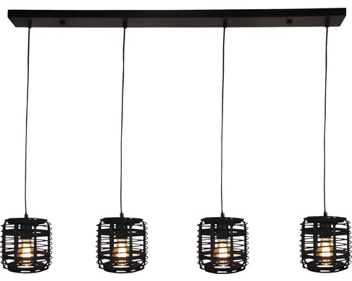 Hanglamp, 4-lichts, HxLxB 120x106x16 cm, zwart