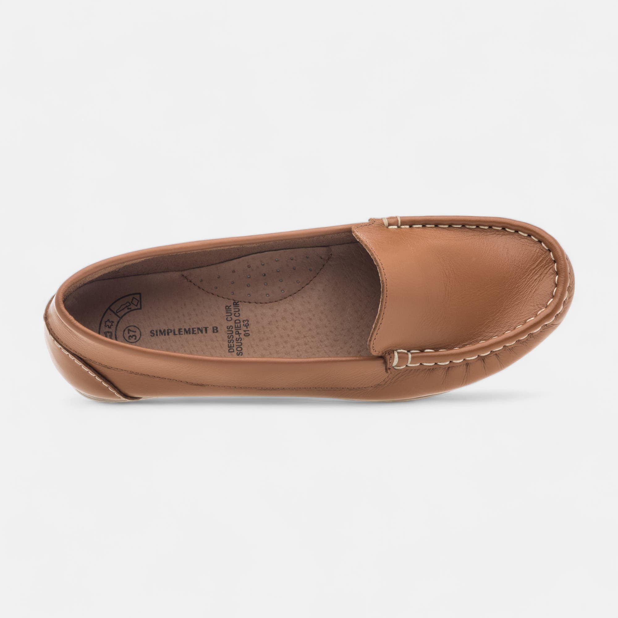 Mocassins Femme en cuir cognac